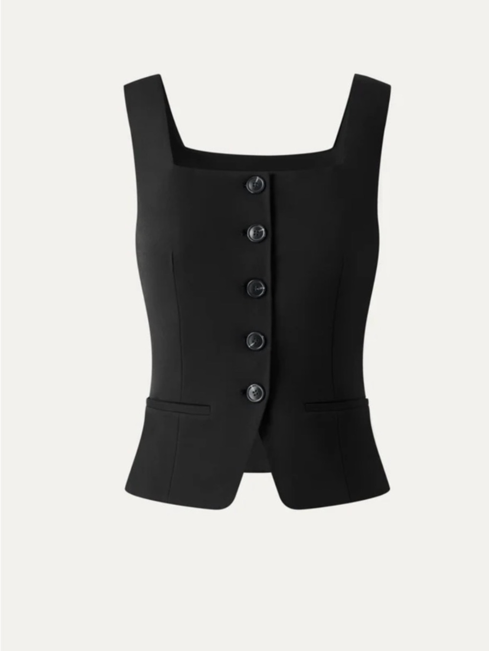 OGLmove Stretch Ponte Square Neck button front Waistcoat Vest Medium Black
